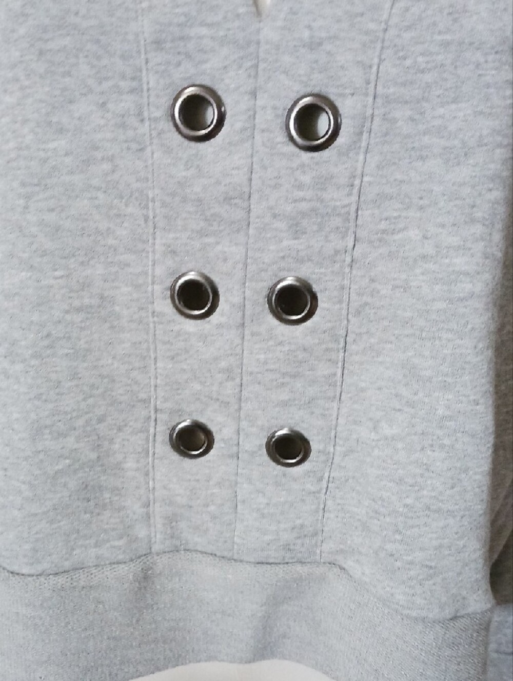 Belldini Light Gray Grommet-Front Pullover Hoodie - Picture 4 of 15